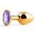 Золотистая анальная пробка с фиолетовым стразом - 7,2 см. - Anal Jewelry Plug - купить с доставкой в Рубцовске