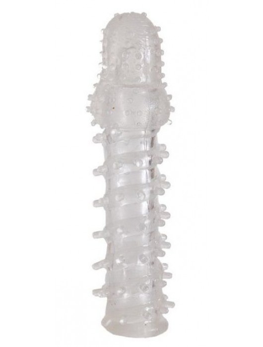 Прозрачная, закрытая насадка с шипами и точками - 13,5 см. - Toyfa Basic - в Рубцовске купить с доставкой