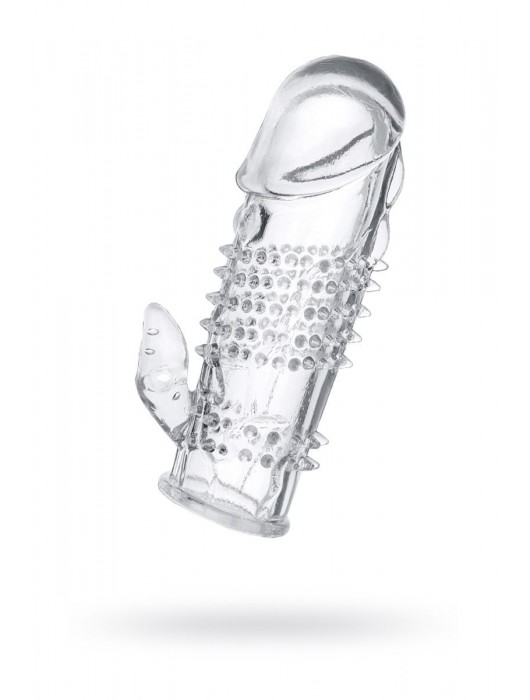 Прозрачная гелевая насадка с шипами и клиторальным отростком - 13 см. - Toyfa Basic - в Рубцовске купить с доставкой