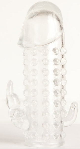 Гелевая прозрачная насадка с 2 отростками - 13 см. - Toyfa Basic - в Рубцовске купить с доставкой