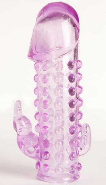 Закрытая фиолетовая насадка с 2 отростками - 13 см. - Toyfa Basic - в Рубцовске купить с доставкой