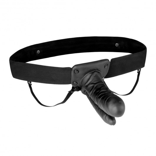 Полый страпон с двумя отростками и вибрацией Unisex Vibrating Hollow Strap-On Double Penetrating Dildo - 17,8 см. - Lux Fetish - купить с доставкой в Рубцовске