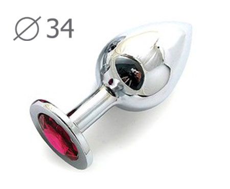 Коническая серебристая анальная втулка с малиновым кристаллом - 8,2 см. - Anal Jewelry Plug - купить с доставкой в Рубцовске