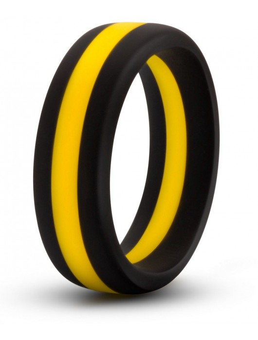 Черно-желтое силиконовое эрекционное кольцо Silicone Go Pro Cock Ring - Blush Novelties - в Рубцовске купить с доставкой