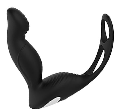 Черный вибромассажер простаты P-PLEASER W ERECTION ENHANCE - Dream Toys - в Рубцовске купить с доставкой