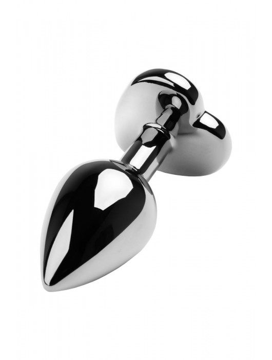 Серебристая коническая анальная пробка с красным кристаллом-сердечком - 7 см. - ToyFa - купить с доставкой в Рубцовске