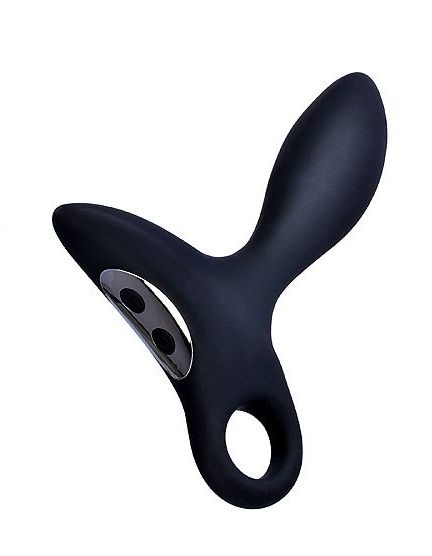 Черный силиконовый анальный вибромассажер Erokey с колечком-ограничителем - Erokay - в Рубцовске купить с доставкой