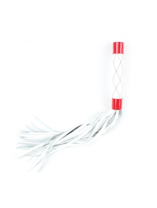 Бело-красная плеть средней длины с ручкой - 44 см. - БДСМ Арсенал - купить с доставкой в Рубцовске