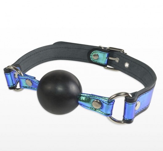 Кляп-шарик на чёрно-синих ремешках - Sitabella - купить с доставкой в Рубцовске
