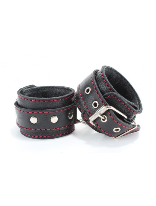 Черный бондажный набор с красной строчкой - БДСМ Арсенал - купить с доставкой в Рубцовске