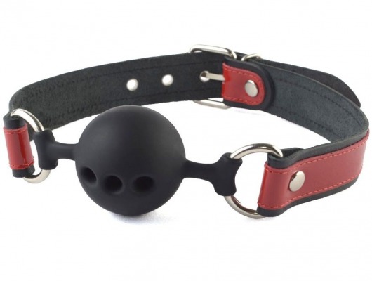 Кляп-шар на черно-красных кожаных ремешках - Sitabella - купить с доставкой в Рубцовске