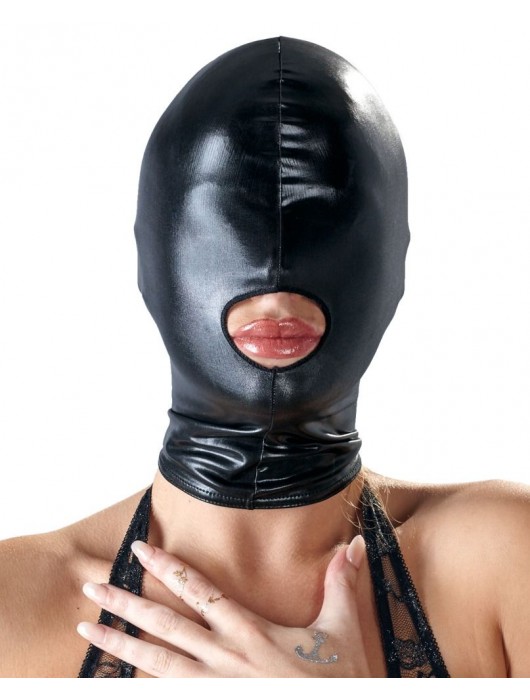 Черная эластичная маска на голову с отверстием для рта - Orion - купить с доставкой в Рубцовске