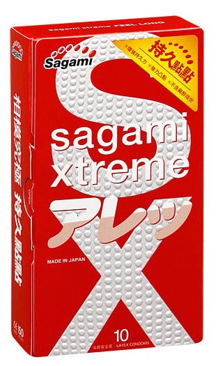 Утолщенные презервативы Sagami Xtreme Feel Long с точками - 10 шт. - Sagami - купить с доставкой в Рубцовске