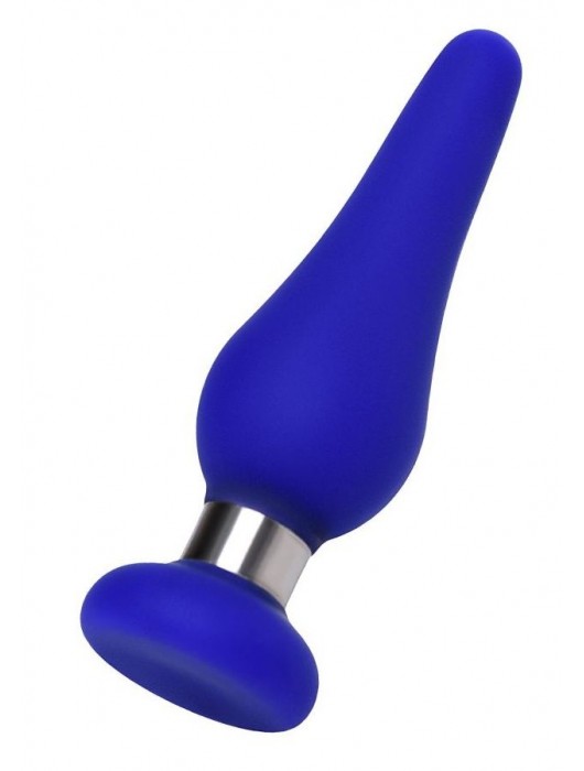 Синяя силиконовая анальная втулка с ограничителем - 11,5 см. - ToyFa