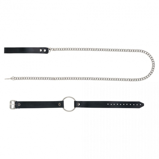 Черный поводок и чокер с кольцом Rada - Rebelts - купить с доставкой в Рубцовске