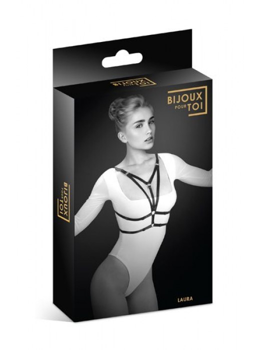 Черная упряжь на грудь Laura - Bijoux Pour Toi - купить с доставкой в Рубцовске