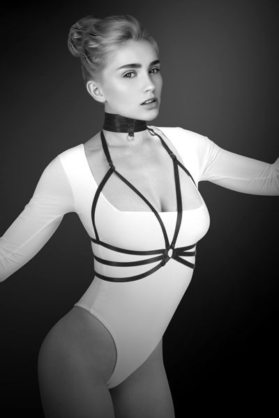 Черная упряжь на грудь Julia - Bijoux Pour Toi - купить с доставкой в Рубцовске