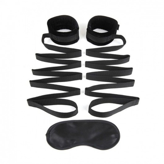 Чёрные манжеты для фиксации на кровати Bondage Bed Strap - Lux Fetish - купить с доставкой в Рубцовске