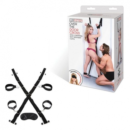Чёрный набор для фиксации у двери - Lux Fetish - купить с доставкой в Рубцовске