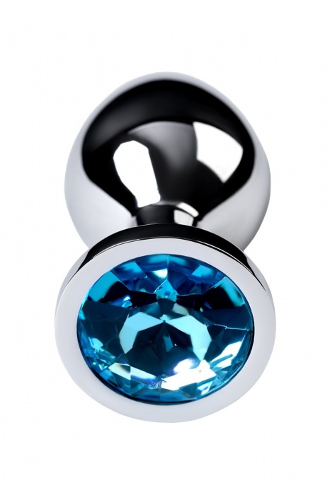 Серебристая конусовидная анальная пробка с голубым кристаллом - 8 см. - ToyFa - купить с доставкой в Рубцовске