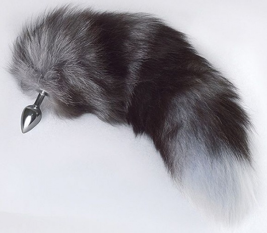 Серебристая анальная пробка с пушистым хвостом - Sitabella - купить с доставкой в Рубцовске