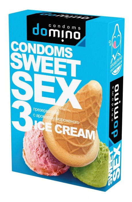Презервативы для орального секса DOMINO Sweet Sex с ароматом мороженого - 3 шт. - Domino - купить с доставкой в Рубцовске