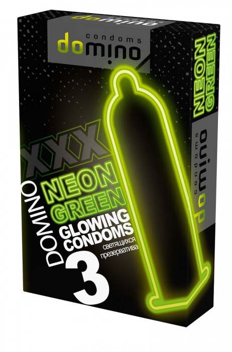 Презервативы DOMINO Neon Green со светящимся в темноте кончиком - 3 шт. - Domino - купить с доставкой в Рубцовске