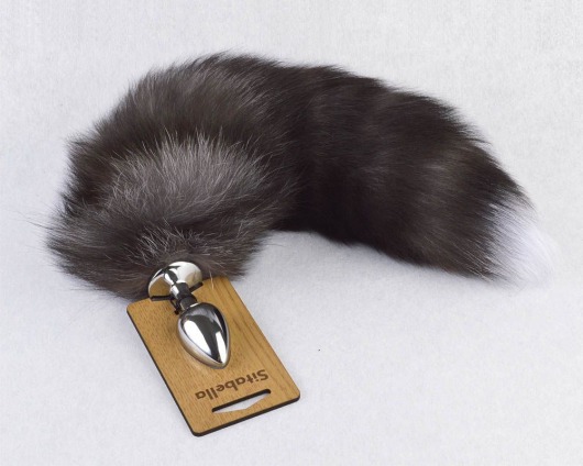 Серебристая анальная пробка с пушистым хвостиком - Sitabella - купить с доставкой в Рубцовске