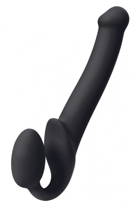 Черный безремневой страпон Silicone Bendable Strap-On M - Strap-on-me - купить с доставкой в Рубцовске