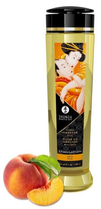Массажное масло для тела с ароматом персика Stimulation - 240 мл. - Shunga - купить с доставкой в Рубцовске