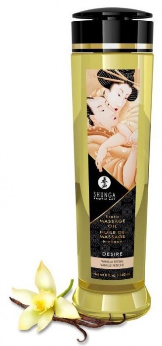 Массажное масло с ароматом ванили Desire - 240 мл. - Shunga - купить с доставкой в Рубцовске