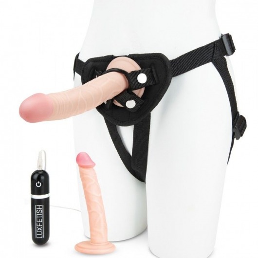 Регулируемые трусики с 2 насадками - 16 и 15 см. - Lux Fetish - купить с доставкой в Рубцовске