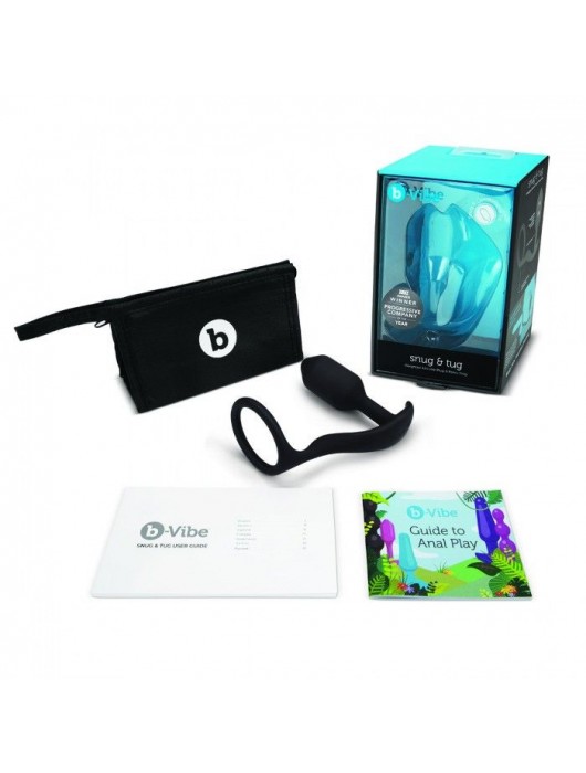 Черное эрекционное кольцо с анальным плагом Snug   Tug - b-Vibe - в Рубцовске купить с доставкой
