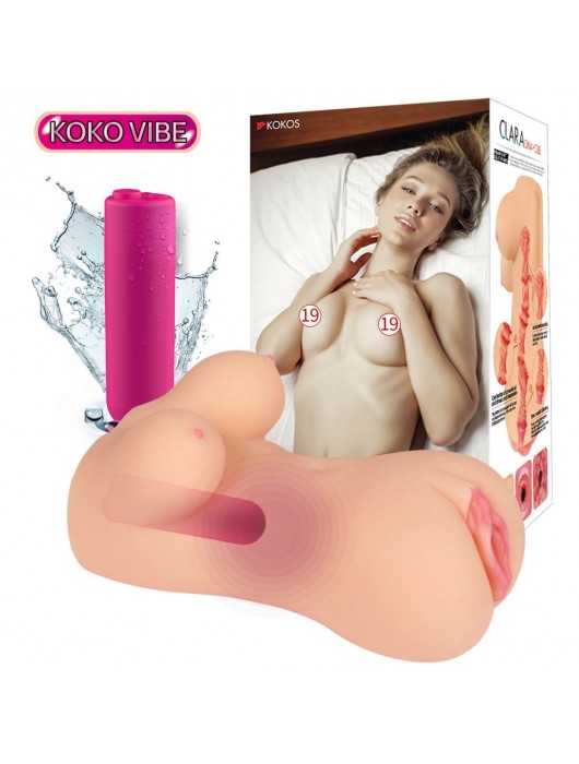 Телесный вибромастурбатор-вагина Clara OnaHole с имитацией груди - KOKOS - в Рубцовске купить с доставкой