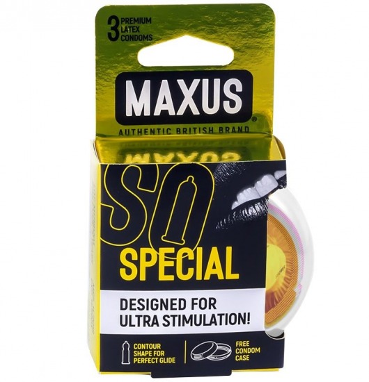 Презервативы с точками и рёбрами в пластиковом кейсе MAXUS Special - 3 шт. - Maxus - купить с доставкой в Рубцовске