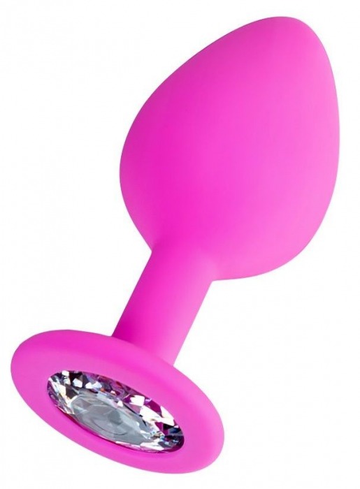 Розовая анальная втулка Brilliant с прозрачным кристаллом - 8 см. - ToyFa - купить с доставкой в Рубцовске