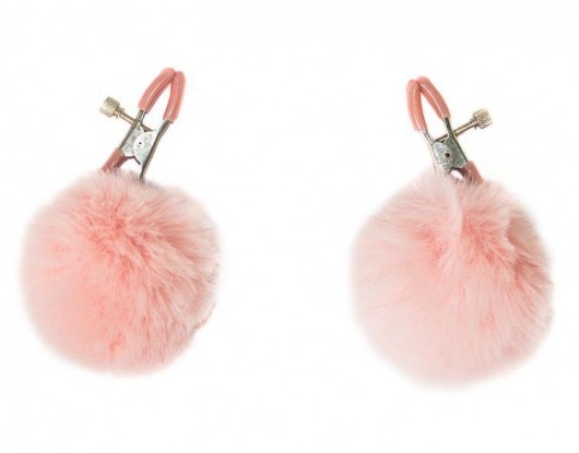 Зажимы на соски Angelic с розовыми меховыми шариками - Lola Games - купить с доставкой в Рубцовске