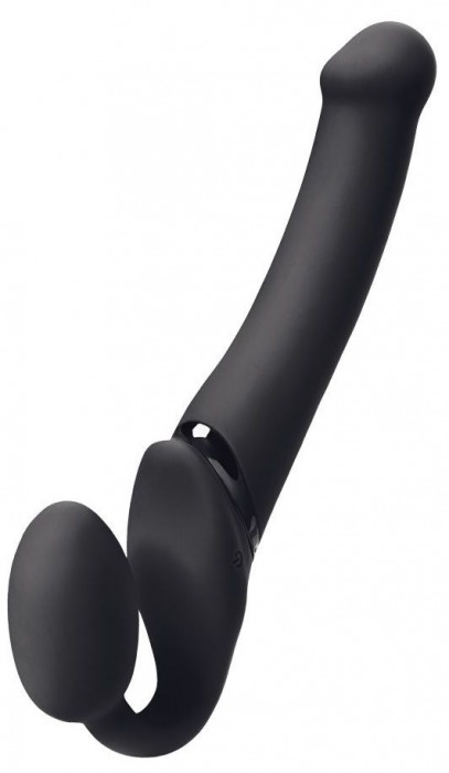 Черный безремневой вибрострапон Silicone Bendable Strap-On M - Strap-on-me - купить с доставкой в Рубцовске