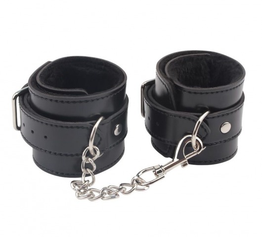 Черные оковы на ноги Obey Me Leather Ankle Cuffs - Chisa - купить с доставкой в Рубцовске