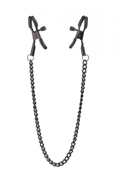 Черные зажимы на соски на цепочке BLAZE DELUXE NIPPLE CLAMPS - Dream Toys - купить с доставкой в Рубцовске
