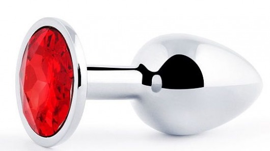 Серебристая анальная пробка с красным стразом - 7,2 см. - Anal Jewelry Plug - купить с доставкой в Рубцовске
