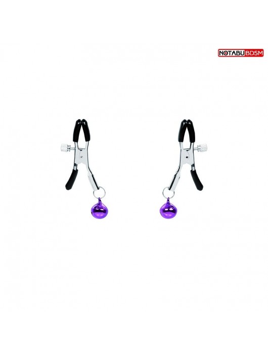 Оригинальные зажимы на соски с фиолетовыми шариками - Notabu - купить с доставкой в Рубцовске