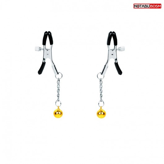 Оригинальные зажимы на соски с желтыми шариками - Notabu - купить с доставкой в Рубцовске