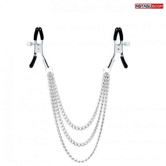 Оригинальные зажимы на соски с тройной цепочкой - Notabu - купить с доставкой в Рубцовске
