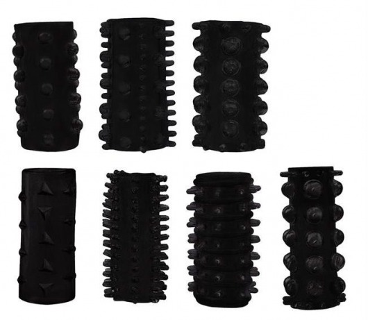 Набор из 7 черных насадок PENIS SLEEVES SET - Dream Toys - в Рубцовске купить с доставкой