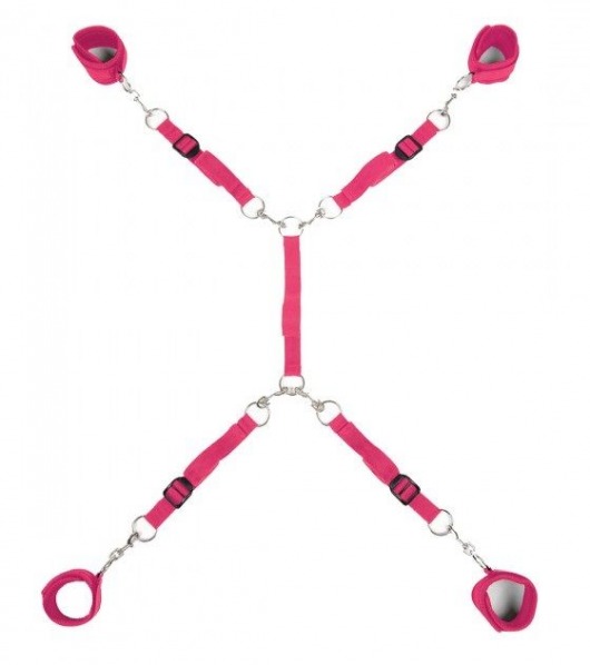 Ярко-розовый набор фиксаций на кровати Classic Bed Spreader - Lux Fetish - купить с доставкой в Рубцовске