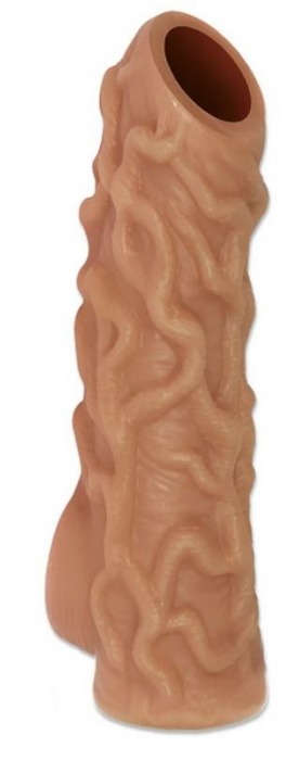 Телесная насадка с венками и открытой головкой Nude Sleeve S - 10 см. - KOKOS - в Рубцовске купить с доставкой