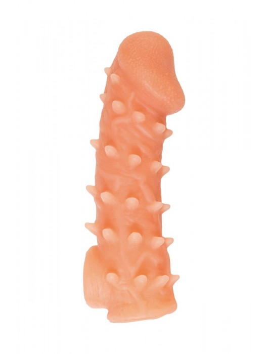 Телесная закрытая насадка с пупырышками Cock Sleeve Size L - 17,6 см. - KOKOS - в Рубцовске купить с доставкой