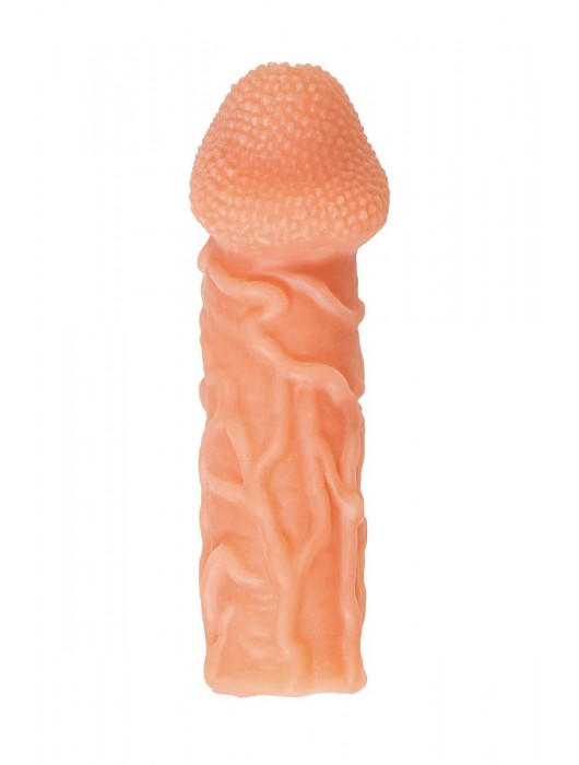 Телесная закрытая насадка с венками Cock Sleeve Size S - 13,8 см. - KOKOS - в Рубцовске купить с доставкой