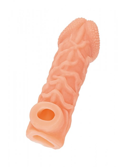 Телесная закрытая насадка с венками Cock Sleeve Size S - 13,8 см. - KOKOS - в Рубцовске купить с доставкой